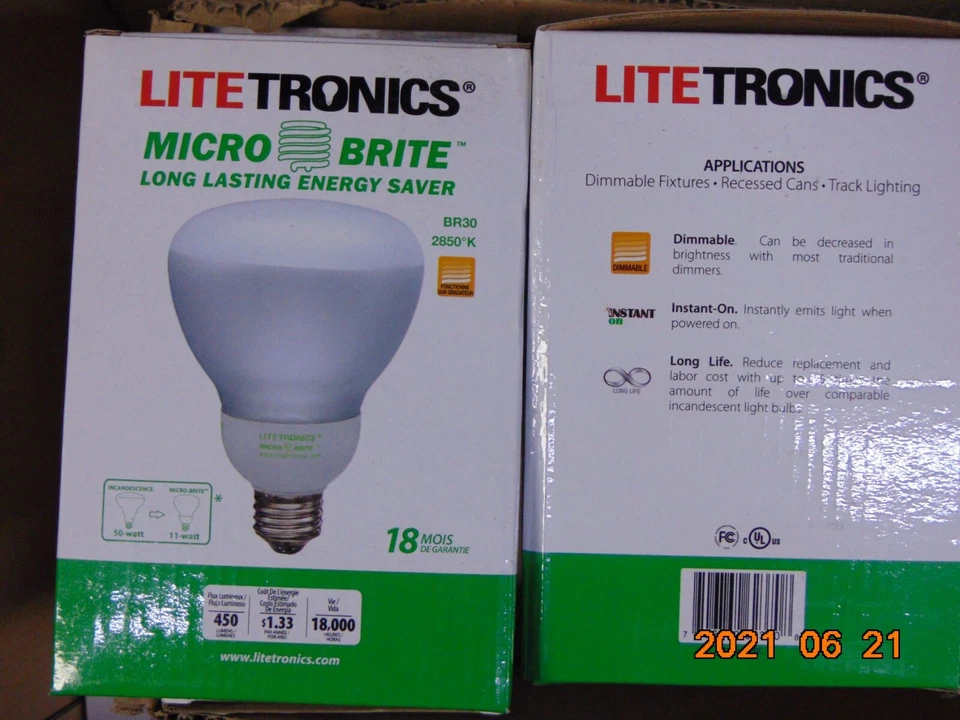 (1) Litetronics 11W BR30 Medium 120V Frosted Face 2850K 18000 Hours MB-1100DP - Image 1 of 1