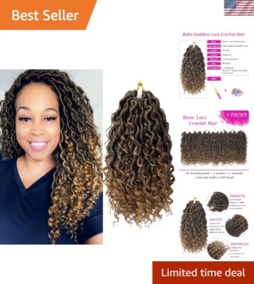 10 Inch Ombre Goddess Locs Crochet Hair - 7 Packs Curly Ends, Ultra Lightweight - Image 1 of 4