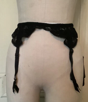 Vintage Pastries Black Lace Garter Belt  26” - 31” waist - Image 1 of 4