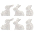 6Pcs Miniature Ceramic Rabbit Figurines for Easter Decoration