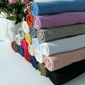 Linen Cotton Fabric Organic Material Pure Natural Flax Cambric Eco Craft Costume - Picture 1 of 11
