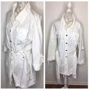 Bottega Veneta White Casual Belted Jacket Medium Lightweight Unlined Outerwear M - Picture 1 of 6