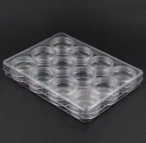 12Pcs Mini Clear Bead Containers Round Small Jewelry Bead Storage Case Plastic