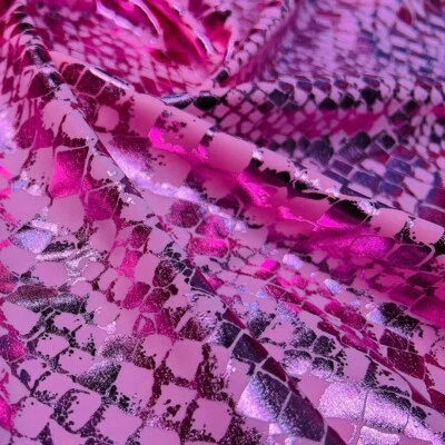 Animal Print Pink Snake I Spandex Fabric Stretch I 60" wide by Yard I Swimwear - Image 1 of 4