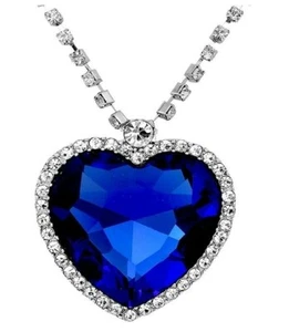 Big Titanic Heart of the Ocean Blue Sapphire Charm Necklace (Free Gift Included) - Bild 1 von 1
