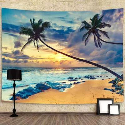 Tropical Sun Ocean Wave Extra Large Tapestry Wall Hanging Art Nature Background - Image 1 of 4