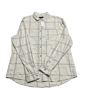 COTTON ON GARMENTS Men’s Camden Long Sleeve Shirt White Minimal Check XL - Picture 1 of 2