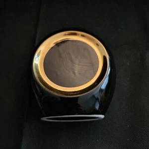 Black Vase With Gold Tone Edge Trim Made In Japan Vintage  - Picture 1 of 7