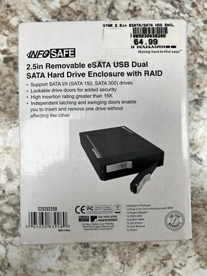 Infosafe Removable eSATA USB Dual SATA Hard Drive Enclosure with RAID - Image 1 of 4