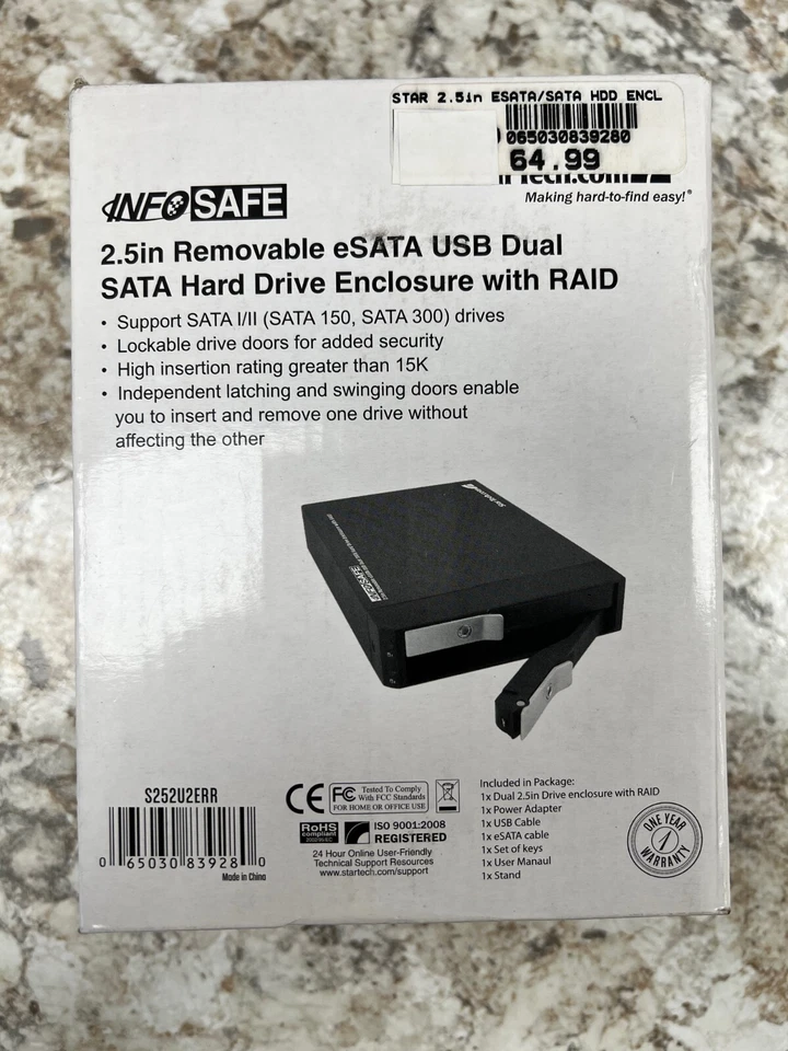 Infosafe Removable eSATA USB Dual SATA Hard Drive Enclosure with RAID - Image 1 of 4