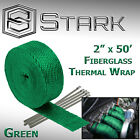 2&quot; x 50FT Exhaust Header Fiberglass Heat Wrap Tape w/ 5 Steel Ties - Green (X)