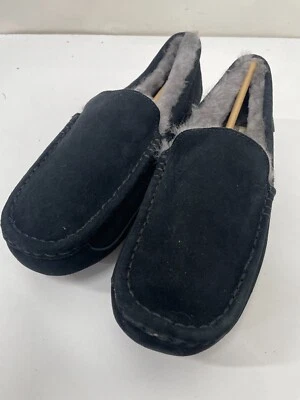 Zapatillas de mocasín Fireside By Dearfoams para hombre 9 Melbourne genuinas de piel de oveja negras Foto 1 de 4