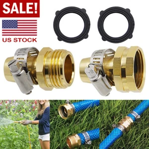 3/4" Garden Mender End Repair Kit Water Hose Male Female Connector with Clamps - Picture 1 of 8