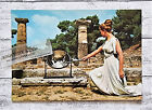 AK Olympia Anznden Olympische Flamme Griechenland Frau Postkarte Vintage Deko
