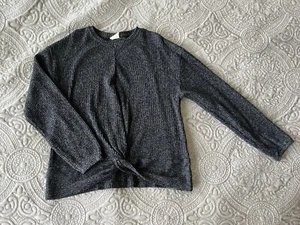 Zara Kids Heather Gray Knitted Knotted Long Sleeve Stretchy Soft Top Sz 9 - Picture 1 of 5