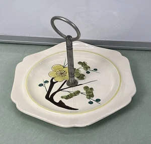 Red Wing Pottery Plum Blossom Yellow Hexagonal Dinner Plate Vintage With Hanger - Picture 1 of 6