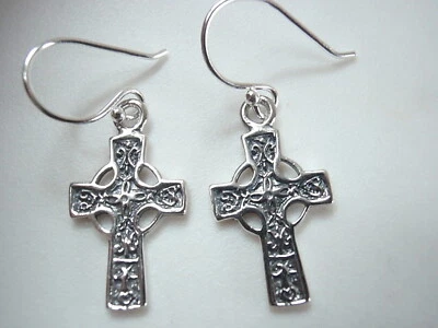 Christian Cross 925 Sterling Silver Dangle Earrings - Image 1 of 2