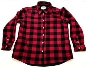 Giacca Orvis Buffalo Plaid Flanella Foderata in Pile Pinnacle Donna XL Snap Rosso Nero - Foto 1 di 13