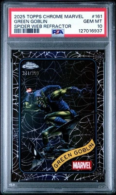2025 Topps Chrome Marvel Green Goblin #161 Spider Web Refractor /399 PSA 10 - Image 1 of 2