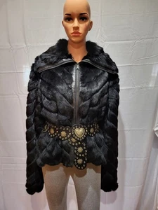 Knolls & Carter Rabbit Fur Jacket Size L - Picture 1 of 7