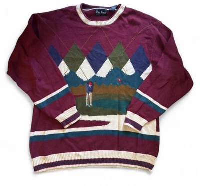 Vintage Par Four Sweater Mens 2XL Red Golf Heavyweight Knit Crewneck Pullover - Image 1 of 4