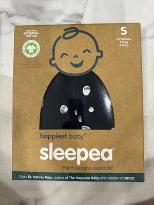 Happiest Baby Sleepea Small 0 - 2 Months Organic Cotton Swaddle Navy Planets - Image 1 of 2