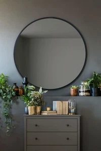 Extra Large Black Round Wall Mirror - 39"x39" (100cm x 100cm) MirrorOutlet - Picture 1 of 7