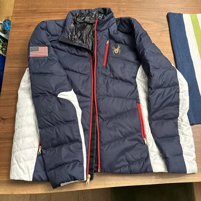 NWOT Spyder Team USA Down Filled Ski Red White Blue Puffer Jacket Coat Mens 2XL - Image 1 of 4