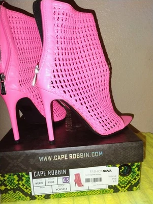 Cape Robbin Weave Peep Toe Booties w/Stiletto High Heels Hot Pink Size 6.5 - Image 1 of 4