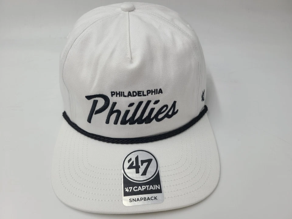 Philadelphia Phillies 47 Brand Captain Rope Snapback Hat Cap Men MLB White Black - Image 1 of 4