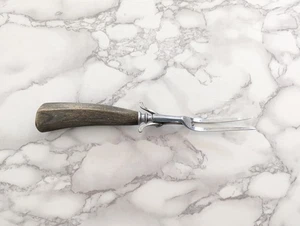 Horn Handle Meat Carving Serving Fork w/ Stand Vintage Utensil  - Picture 1 of 10