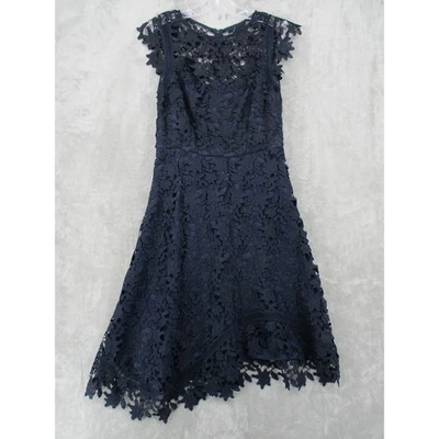 Eliza J Dress 8 Sheer Lace Asymmetric Dark Coquette Whimsigoth Romantic Navy - Image 1 of 4