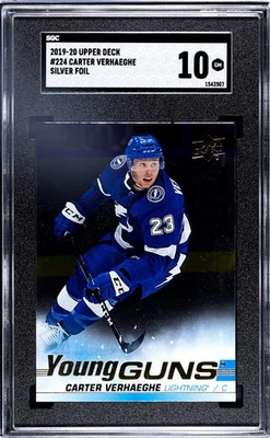2019-20 CARTER VERHAEGHE UPPER DECK #224 YOUNG GUNS SILVER FOIL-SGC 10-POP 1-RC - Image 1 of 2