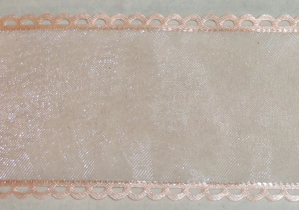 10 yards of SHEER SCALLOP SATIN EDGE RIBBON  2 1/4" w  (your choice of 3 colors) - Image 1 of 1
