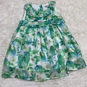 Mayoral Girl's Green White Floral Ruffle Sleeveless Dress Size 18M - Picture 1 of 8