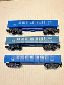 (3) AMERICAN FLYER S GAUGE PIKE MASTER GONDOLAS BOSTON AND MAINE #24124 EX. - Picture 1 of 5