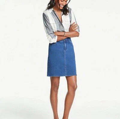 NWT Ann Taylor Womens Petite Three Button Denim Skirt - Size 4P - Image 1 of 3