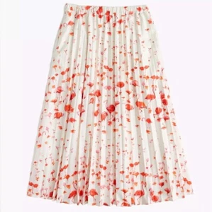 NWT J.Crew Pleated Midi Skirt in Flamingo Size 6 - Picture 1 of 5