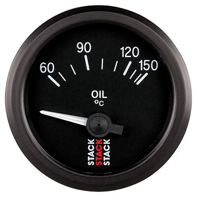 Stack Electrical Oil Temperature Gauge - Black Dial Face - 60-150degree Degrees - Image 1 of 1