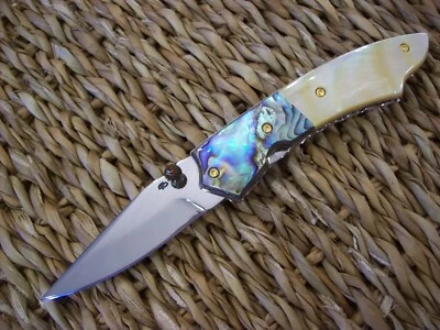 CUSTOM THAILAND KNIFE / GOLD MOTHER OF PEARL / ABALONE / NEW 2017 - Image 1 of 4
