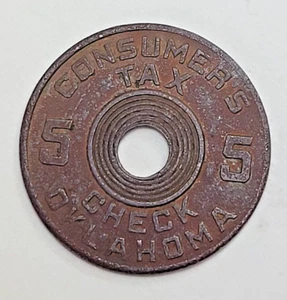Oklahoma Consumers Tax Check Token 5 Mills 1936 - Bild 1 von 2