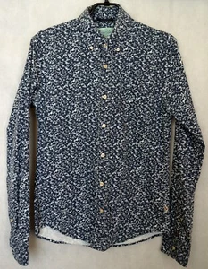 MEN'S SCOTCH SODA FLORAL MOTIF DENIM SHIRT BLUE SIZE S SMALL 100% COTTON - Picture 1 of 12