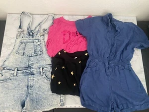 Jordache Denim Jumper Overalls Old Navy Cat Jack Tops Lot Of 4 Girls L 10-12 D1 - Picture 1 of 9