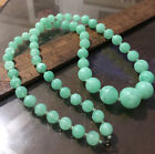 Vintage 70's Green White Marbled Lucite Bead Necklace 28”graduated