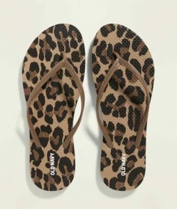 NUEVO CON ETIQUETAS Sandalias Chanclas Tanga Estampado Azul Marino Antiguo Marrón Leopardo NUEVAS Mujeres 7 10 - Imagen 1 de 2
