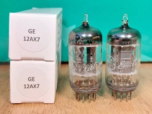 Pair of GE 12AX7 Long Plate 1958 Vacuum Tubes - 6% matched - Picture 1 of 10