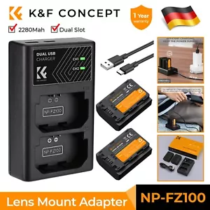 K&F Concept NP-FZ100 Kameraakku Ladegerät mit Dual Slot 2x2280mAh akku für Sony - Bild 1 von 22