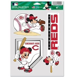 CINCINNATI REDS MICKEY MOUSE DISNEY 3-MULTI USE DECALS FAN PACK NEW WINCRAFT - Picture 1 of 1