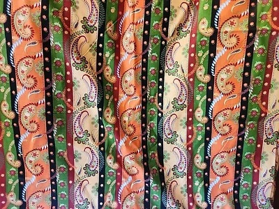 Otoño Acción de Gracias 100% Algodón Tela Paisley Rayas Naranja Verde Amarillo Por POR Y Foto 1 de 4