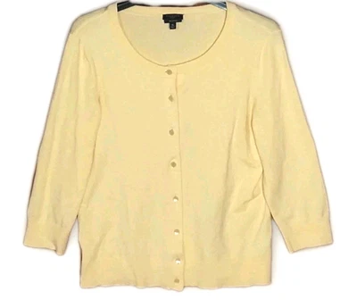 Talbots Sweater Cardigan Women Petite MED Yellow Button Pima Cotton READ DESCRIP - Image 1 of 4